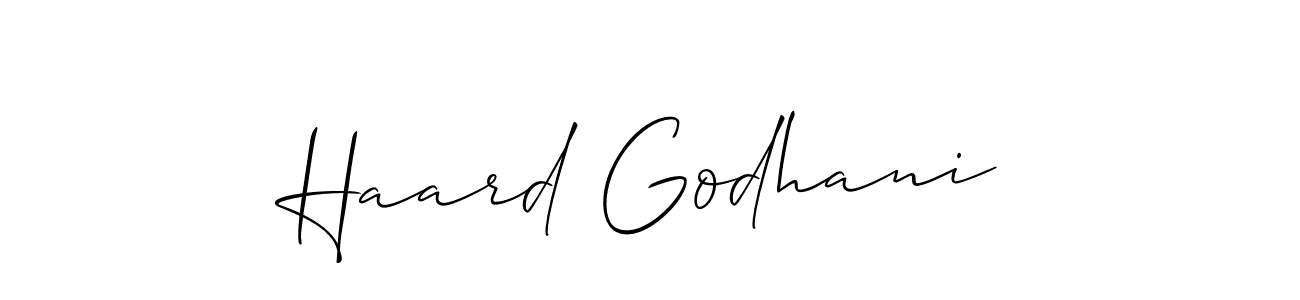 How to make Haard Godhani name signature. Use Allison_Script style for creating short signs online. This is the latest handwritten sign. Haard Godhani signature style 2 images and pictures png