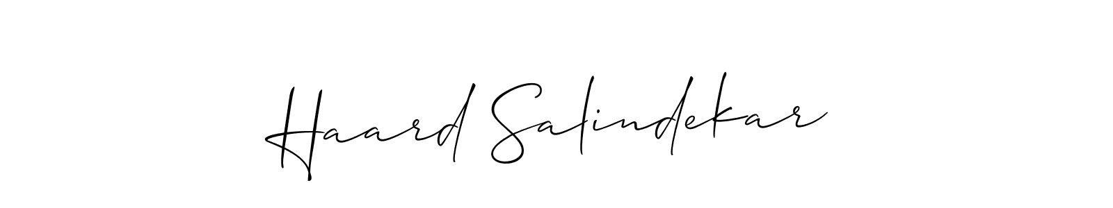 if you are searching for the best signature style for your name Haard Salindekar. so please give up your signature search. here we have designed multiple signature styles  using Allison_Script. Haard Salindekar signature style 2 images and pictures png