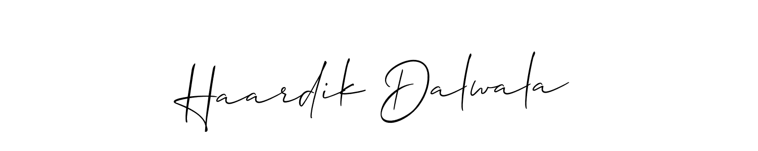 if you are searching for the best signature style for your name Haardik Dalwala. so please give up your signature search. here we have designed multiple signature styles  using Allison_Script. Haardik Dalwala signature style 2 images and pictures png