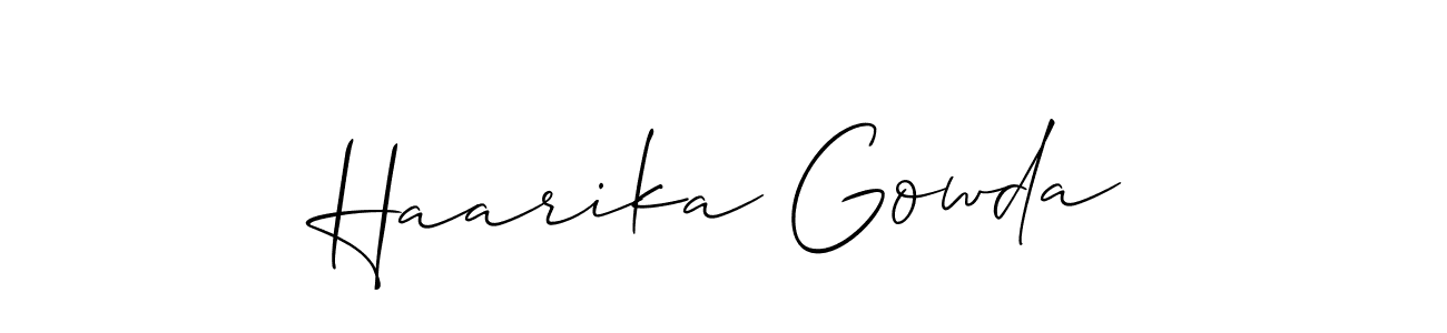 You can use this online signature creator to create a handwritten signature for the name Haarika Gowda. This is the best online autograph maker. Haarika Gowda signature style 2 images and pictures png