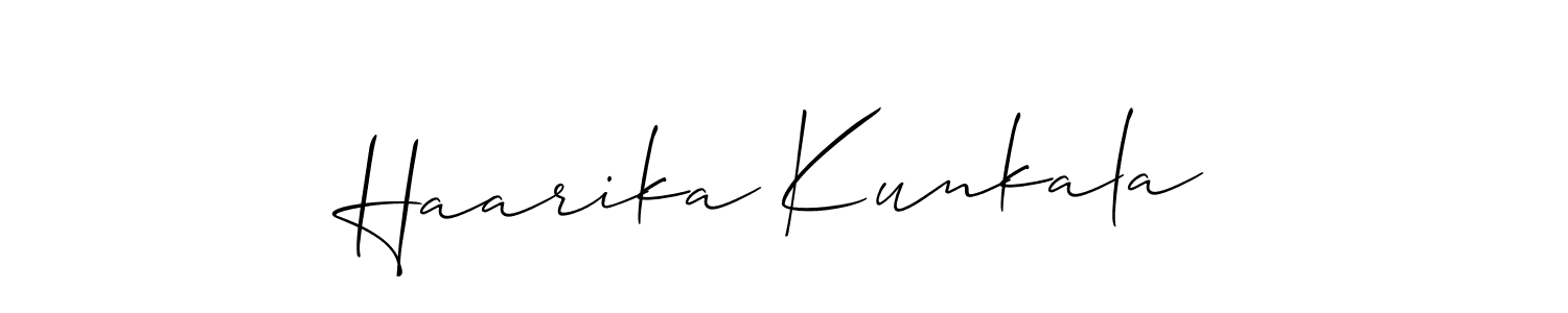 Check out images of Autograph of Haarika Kunkala name. Actor Haarika Kunkala Signature Style. Allison_Script is a professional sign style online. Haarika Kunkala signature style 2 images and pictures png