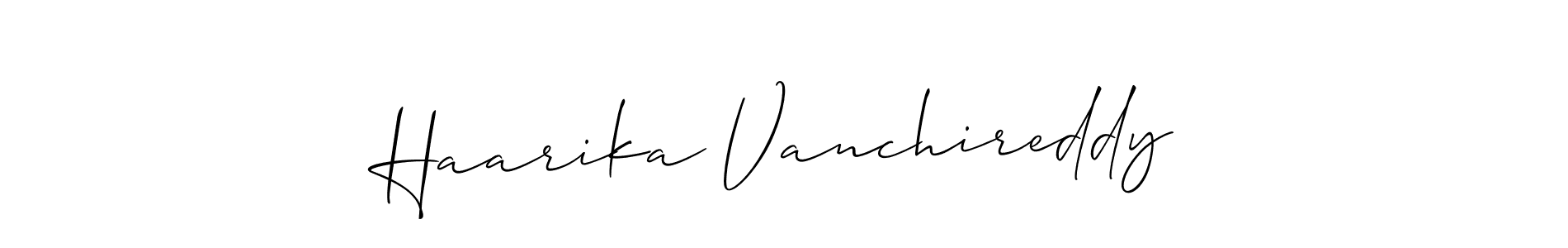 It looks lik you need a new signature style for name Haarika Vanchireddy. Design unique handwritten (Allison_Script) signature with our free signature maker in just a few clicks. Haarika Vanchireddy signature style 2 images and pictures png