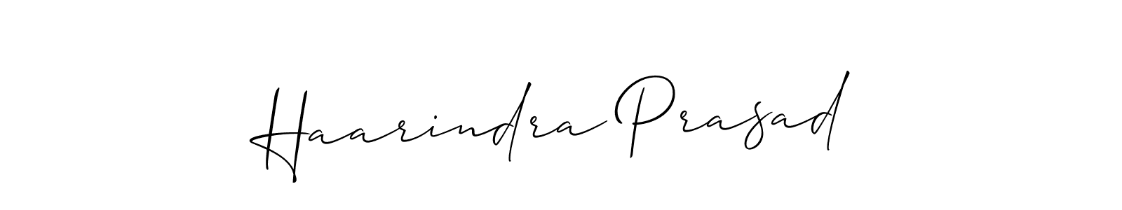 How to make Haarindra Prasad name signature. Use Allison_Script style for creating short signs online. This is the latest handwritten sign. Haarindra Prasad signature style 2 images and pictures png
