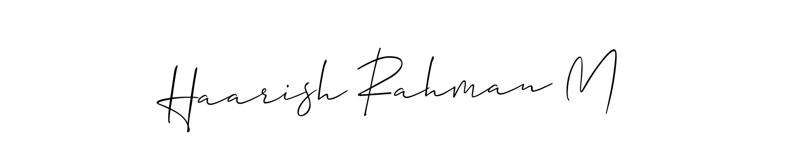You should practise on your own different ways (Allison_Script) to write your name (Haarish Rahman M) in signature. don't let someone else do it for you. Haarish Rahman M signature style 2 images and pictures png