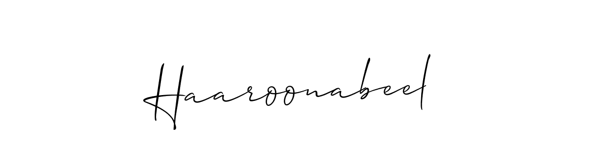 How to make Haaroonabeel signature? Allison_Script is a professional autograph style. Create handwritten signature for Haaroonabeel name. Haaroonabeel signature style 2 images and pictures png