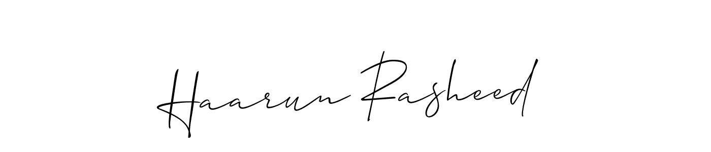 Create a beautiful signature design for name Haarun Rasheed. With this signature (Allison_Script) fonts, you can make a handwritten signature for free. Haarun Rasheed signature style 2 images and pictures png