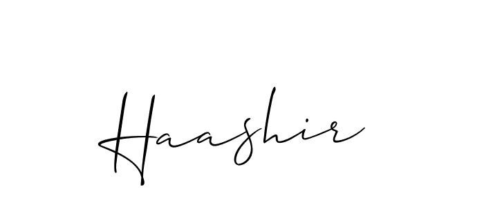 The best way (Allison_Script) to make a short signature is to pick only two or three words in your name. The name Haashir include a total of six letters. For converting this name. Haashir signature style 2 images and pictures png