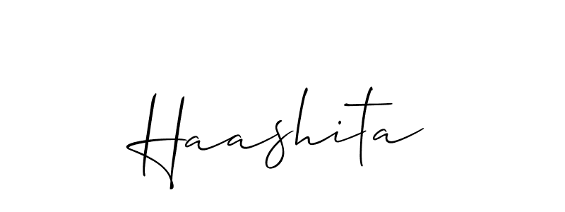 Design your own signature with our free online signature maker. With this signature software, you can create a handwritten (Allison_Script) signature for name Haashita. Haashita signature style 2 images and pictures png