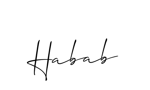 Habab stylish signature style. Best Handwritten Sign (Allison_Script) for my name. Handwritten Signature Collection Ideas for my name Habab. Habab signature style 2 images and pictures png
