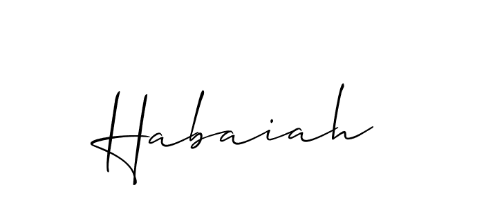 Design your own signature with our free online signature maker. With this signature software, you can create a handwritten (Allison_Script) signature for name Habaiah. Habaiah signature style 2 images and pictures png