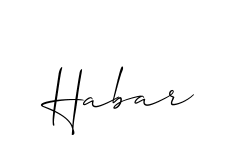 Design your own signature with our free online signature maker. With this signature software, you can create a handwritten (Allison_Script) signature for name Habar. Habar signature style 2 images and pictures png