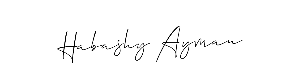 Use a signature maker to create a handwritten signature online. With this signature software, you can design (Allison_Script) your own signature for name Habashy Ayman. Habashy Ayman signature style 2 images and pictures png