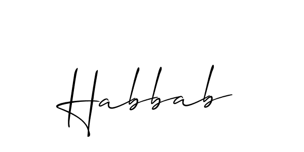 It looks lik you need a new signature style for name Habbab. Design unique handwritten (Allison_Script) signature with our free signature maker in just a few clicks. Habbab signature style 2 images and pictures png