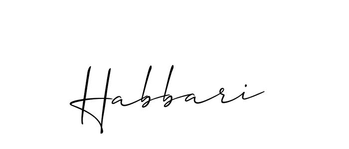 Design your own signature with our free online signature maker. With this signature software, you can create a handwritten (Allison_Script) signature for name Habbari. Habbari signature style 2 images and pictures png