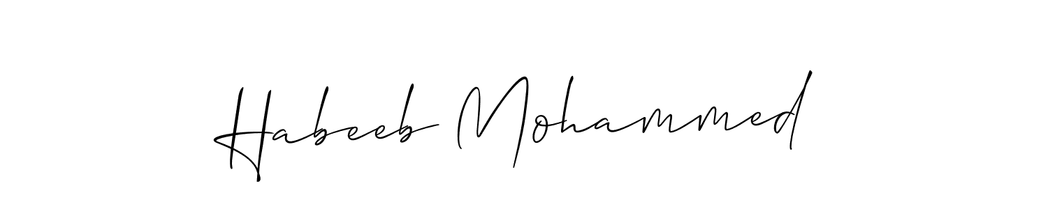 You should practise on your own different ways (Allison_Script) to write your name (Habeeb Mohammed) in signature. don't let someone else do it for you. Habeeb Mohammed signature style 2 images and pictures png