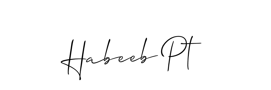 Allison_Script is a professional signature style that is perfect for those who want to add a touch of class to their signature. It is also a great choice for those who want to make their signature more unique. Get Habeeb Pt name to fancy signature for free. Habeeb Pt signature style 2 images and pictures png