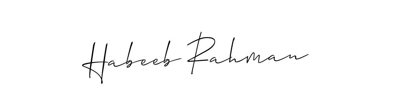 Use a signature maker to create a handwritten signature online. With this signature software, you can design (Allison_Script) your own signature for name Habeeb Rahman. Habeeb Rahman signature style 2 images and pictures png