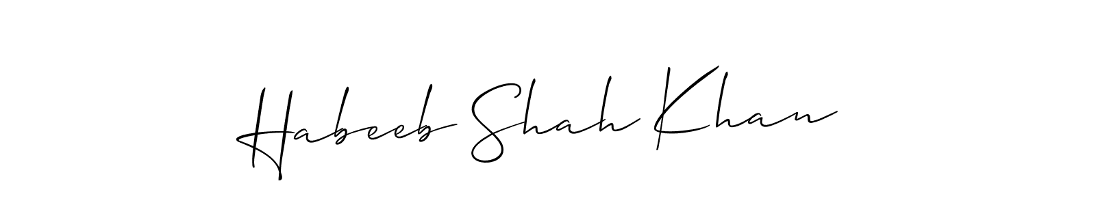 Design your own signature with our free online signature maker. With this signature software, you can create a handwritten (Allison_Script) signature for name Habeeb Shah Khan. Habeeb Shah Khan signature style 2 images and pictures png