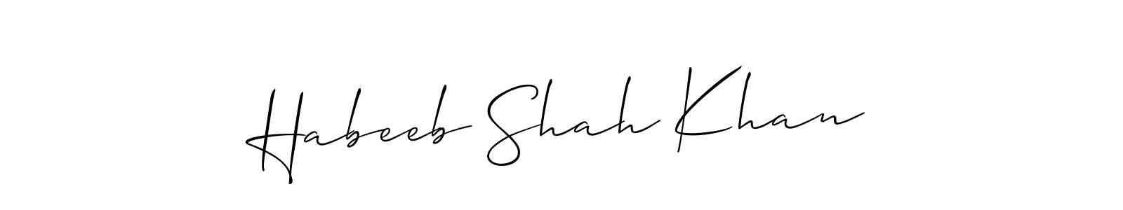 Design your own signature with our free online signature maker. With this signature software, you can create a handwritten (Allison_Script) signature for name Habeeb Shah Khan. Habeeb Shah Khan signature style 2 images and pictures png