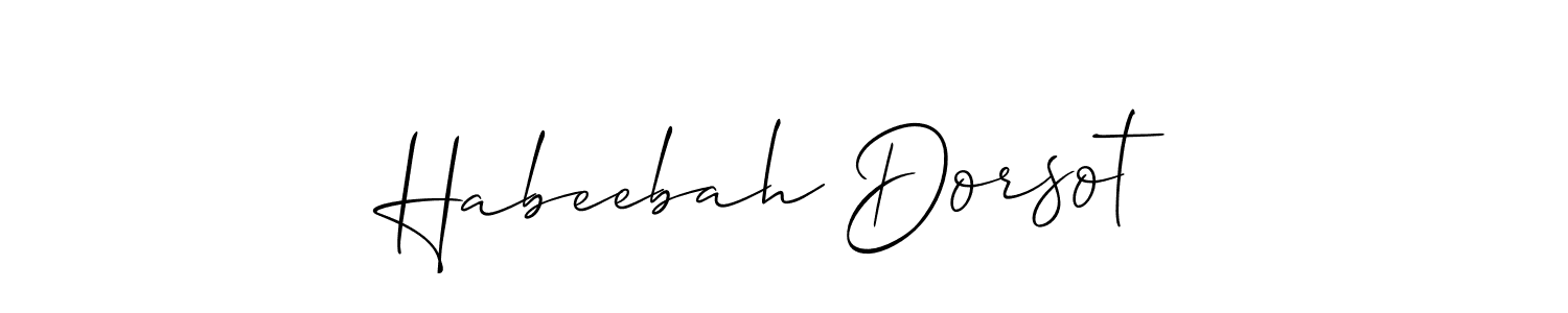 It looks lik you need a new signature style for name Habeebah Dorsot. Design unique handwritten (Allison_Script) signature with our free signature maker in just a few clicks. Habeebah Dorsot signature style 2 images and pictures png