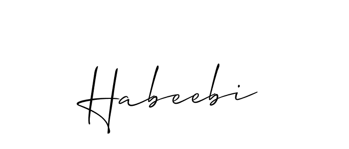 Create a beautiful signature design for name Habeebi. With this signature (Allison_Script) fonts, you can make a handwritten signature for free. Habeebi signature style 2 images and pictures png
