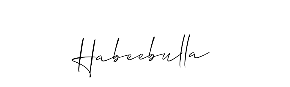 The best way (Allison_Script) to make a short signature is to pick only two or three words in your name. The name Habeebulla include a total of six letters. For converting this name. Habeebulla signature style 2 images and pictures png