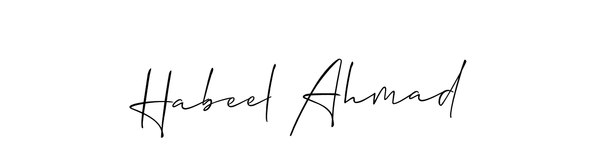 Make a beautiful signature design for name Habeel Ahmad. With this signature (Allison_Script) style, you can create a handwritten signature for free. Habeel Ahmad signature style 2 images and pictures png