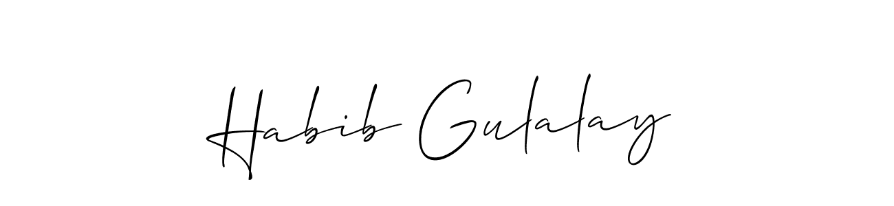 Also You can easily find your signature by using the search form. We will create Habib Gulalay name handwritten signature images for you free of cost using Allison_Script sign style. Habib Gulalay signature style 2 images and pictures png