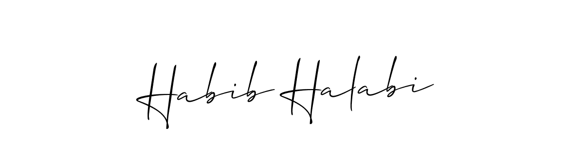 The best way (Allison_Script) to make a short signature is to pick only two or three words in your name. The name Habib Halabi include a total of six letters. For converting this name. Habib Halabi signature style 2 images and pictures png