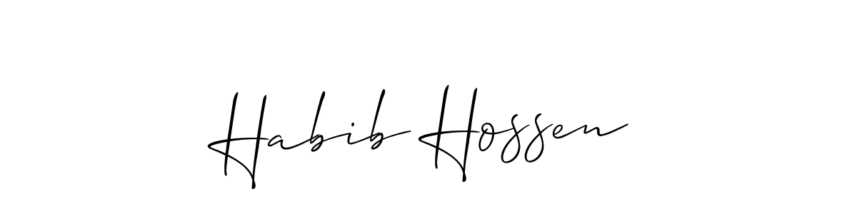 Allison_Script is a professional signature style that is perfect for those who want to add a touch of class to their signature. It is also a great choice for those who want to make their signature more unique. Get Habib Hossen name to fancy signature for free. Habib Hossen signature style 2 images and pictures png