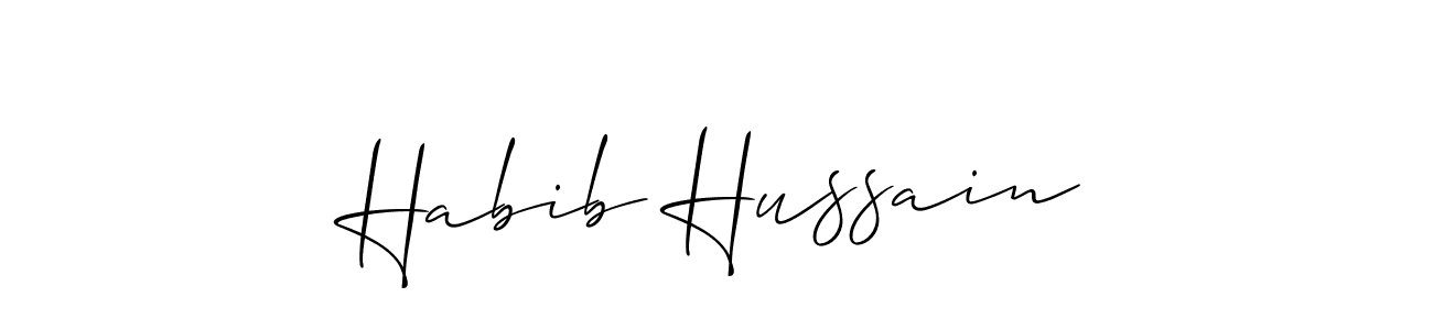 The best way (Allison_Script) to make a short signature is to pick only two or three words in your name. The name Habib Hussain include a total of six letters. For converting this name. Habib Hussain signature style 2 images and pictures png