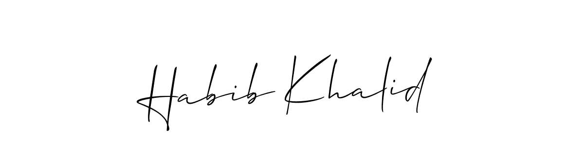 Allison_Script is a professional signature style that is perfect for those who want to add a touch of class to their signature. It is also a great choice for those who want to make their signature more unique. Get Habib Khalid name to fancy signature for free. Habib Khalid signature style 2 images and pictures png