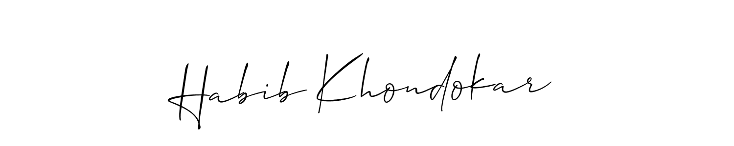 You should practise on your own different ways (Allison_Script) to write your name (Habib Khondokar) in signature. don't let someone else do it for you. Habib Khondokar signature style 2 images and pictures png