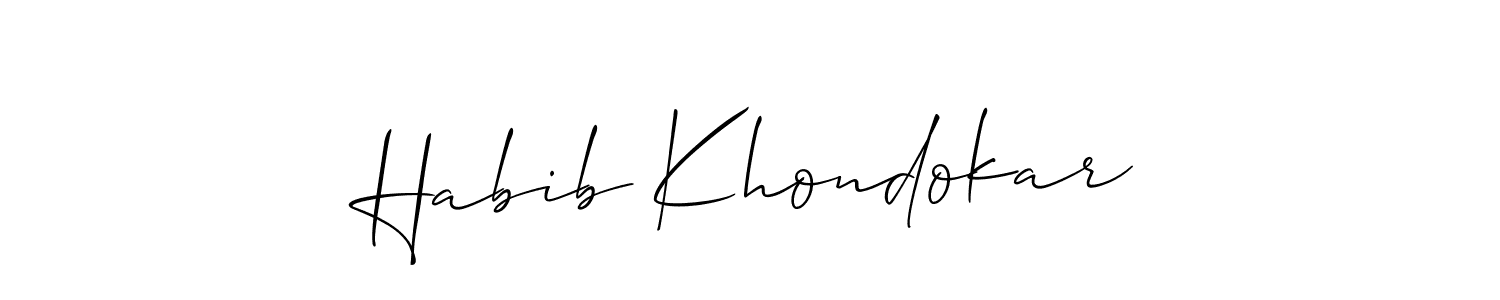 It looks lik you need a new signature style for name Habib Khondokar. Design unique handwritten (Allison_Script) signature with our free signature maker in just a few clicks. Habib Khondokar signature style 2 images and pictures png
