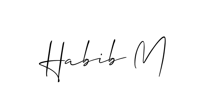 You should practise on your own different ways (Allison_Script) to write your name (Habib M) in signature. don't let someone else do it for you. Habib M signature style 2 images and pictures png