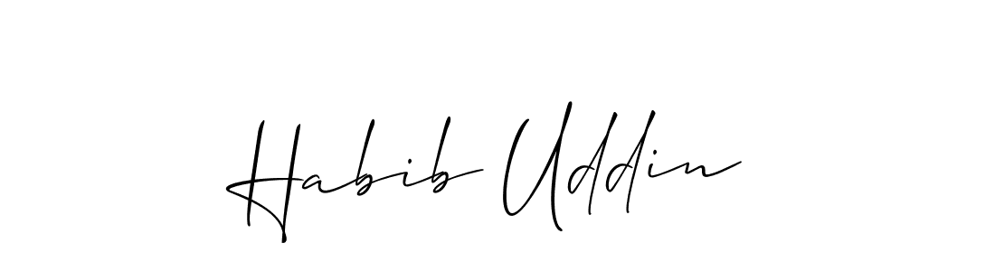 if you are searching for the best signature style for your name Habib Uddin. so please give up your signature search. here we have designed multiple signature styles  using Allison_Script. Habib Uddin signature style 2 images and pictures png