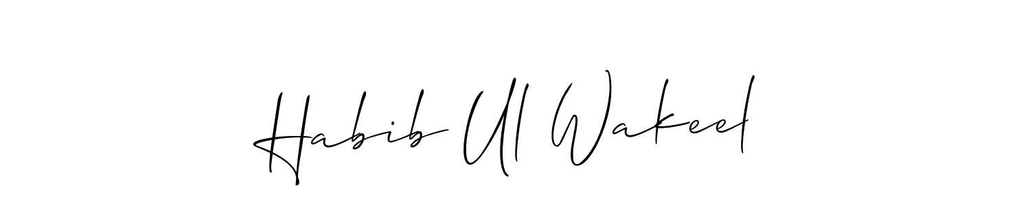 Also You can easily find your signature by using the search form. We will create Habib Ul Wakeel name handwritten signature images for you free of cost using Allison_Script sign style. Habib Ul Wakeel signature style 2 images and pictures png