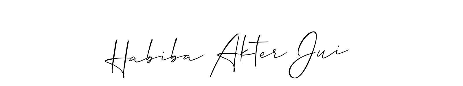 It looks lik you need a new signature style for name Habiba Akter Jui. Design unique handwritten (Allison_Script) signature with our free signature maker in just a few clicks. Habiba Akter Jui signature style 2 images and pictures png