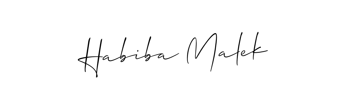 The best way (Allison_Script) to make a short signature is to pick only two or three words in your name. The name Habiba Malek include a total of six letters. For converting this name. Habiba Malek signature style 2 images and pictures png