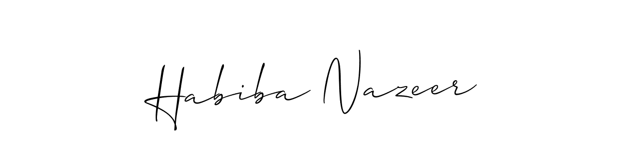 Habiba Nazeer stylish signature style. Best Handwritten Sign (Allison_Script) for my name. Handwritten Signature Collection Ideas for my name Habiba Nazeer. Habiba Nazeer signature style 2 images and pictures png