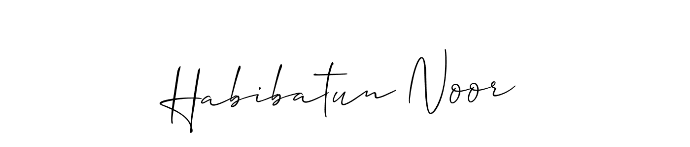 You should practise on your own different ways (Allison_Script) to write your name (Habibatun Noor) in signature. don't let someone else do it for you. Habibatun Noor signature style 2 images and pictures png