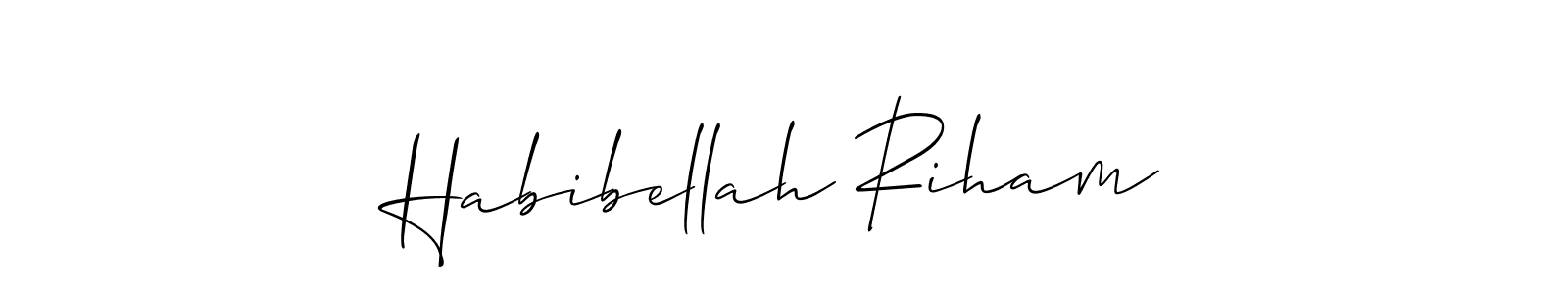 Check out images of Autograph of Habibellah Riham name. Actor Habibellah Riham Signature Style. Allison_Script is a professional sign style online. Habibellah Riham signature style 2 images and pictures png