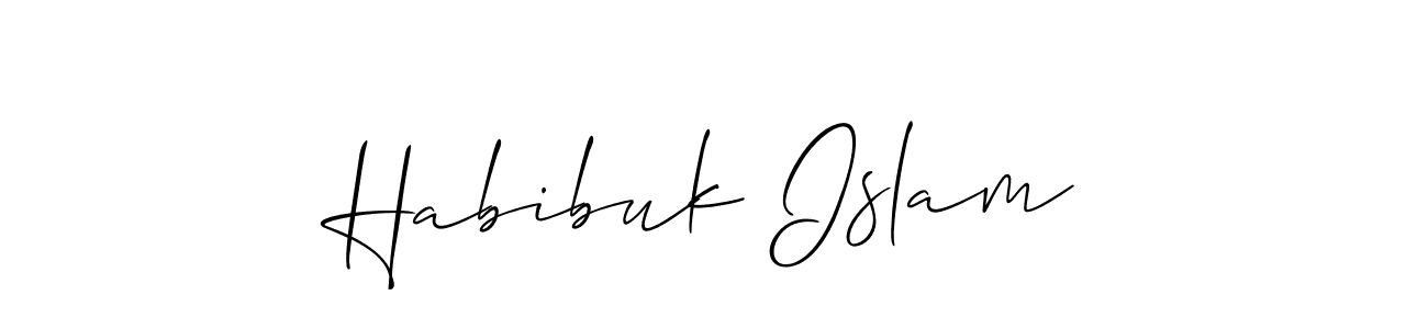 Allison_Script is a professional signature style that is perfect for those who want to add a touch of class to their signature. It is also a great choice for those who want to make their signature more unique. Get Habibuk Islam name to fancy signature for free. Habibuk Islam signature style 2 images and pictures png