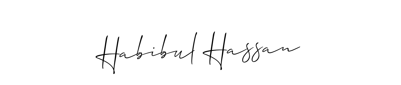 The best way (Allison_Script) to make a short signature is to pick only two or three words in your name. The name Habibul Hassan include a total of six letters. For converting this name. Habibul Hassan signature style 2 images and pictures png
