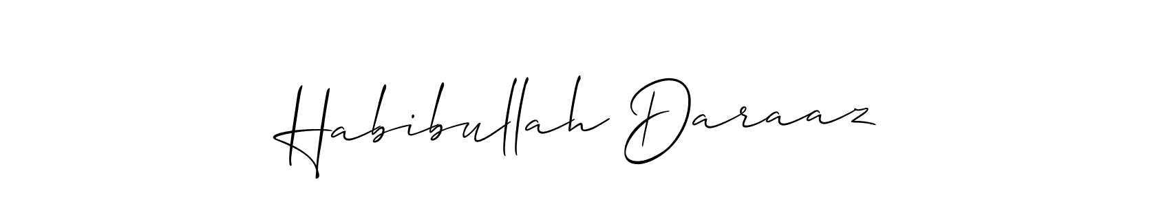 How to make Habibullah Daraaz name signature. Use Allison_Script style for creating short signs online. This is the latest handwritten sign. Habibullah Daraaz signature style 2 images and pictures png