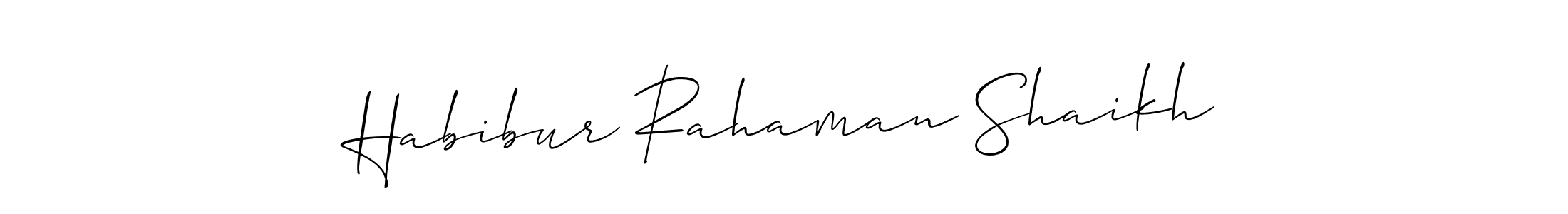 The best way (Allison_Script) to make a short signature is to pick only two or three words in your name. The name Habibur Rahaman Shaikh include a total of six letters. For converting this name. Habibur Rahaman Shaikh signature style 2 images and pictures png