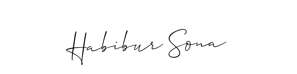 Make a beautiful signature design for name Habibur Sona. With this signature (Allison_Script) style, you can create a handwritten signature for free. Habibur Sona signature style 2 images and pictures png