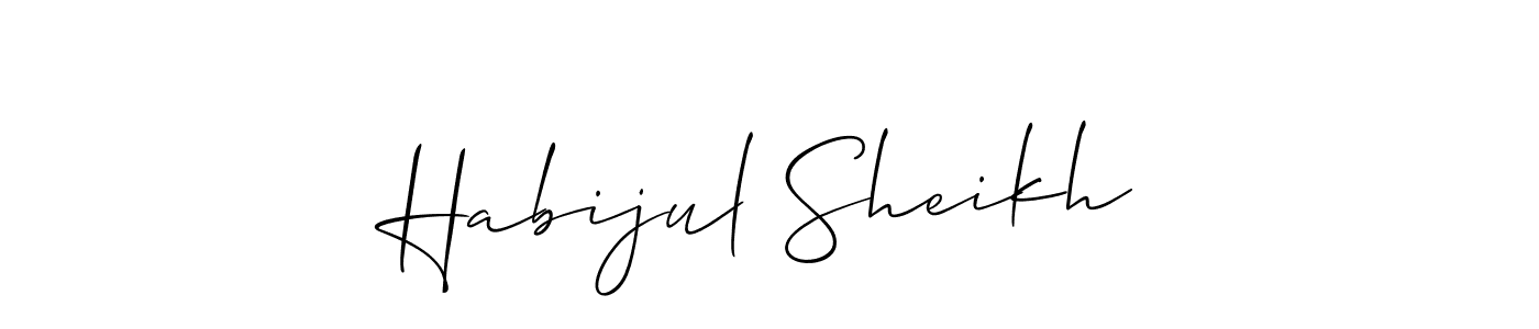 if you are searching for the best signature style for your name Habijul Sheikh. so please give up your signature search. here we have designed multiple signature styles  using Allison_Script. Habijul Sheikh signature style 2 images and pictures png