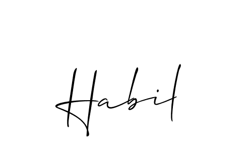 Design your own signature with our free online signature maker. With this signature software, you can create a handwritten (Allison_Script) signature for name Habil. Habil signature style 2 images and pictures png