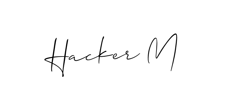 Create a beautiful signature design for name Hacker M. With this signature (Allison_Script) fonts, you can make a handwritten signature for free. Hacker M signature style 2 images and pictures png